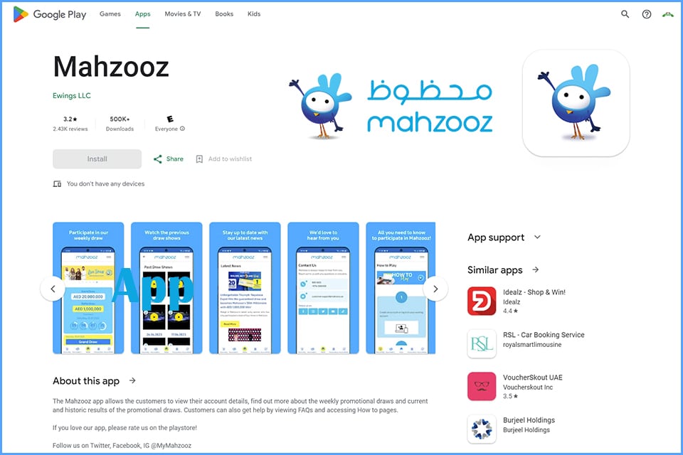 Mahzooz App Dubai