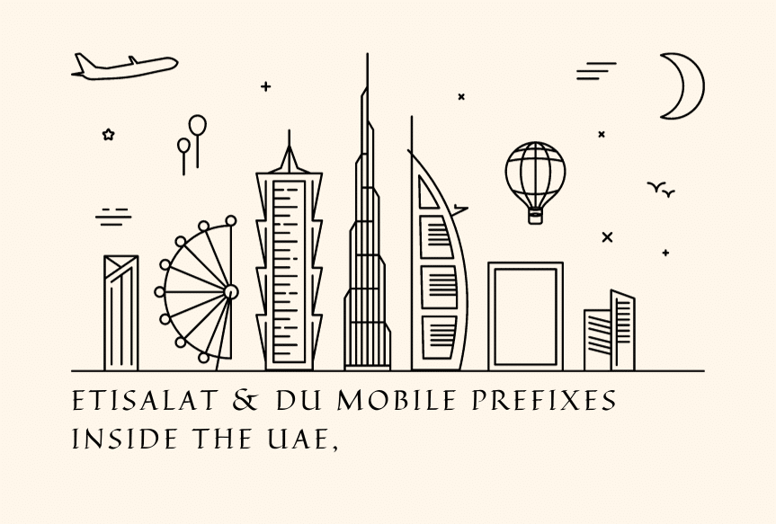 Etisalat & DU Mobile Prefixes inside the UAE,